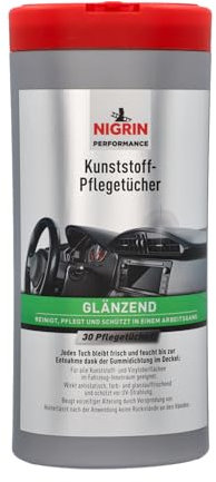 NIGRIN Salviette in plastica lucide, per la pulizia, la protezione e la cura degli interni del veicolo, per superfici in plastica e vinile, resistenti agli strappi, lucide e rinfrescanti colori