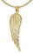 CLEVER SCHMUCK Halskette großer Flügel Anhänger 36 glänzend diamantiert Kette Panzer 50 cm 925 Sterling Silber gold-plattiert im Schmucketui