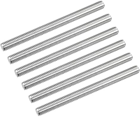 QUARKZMAN Barra Filettata M8 x 100mm Passo Filettatura 1.25mm Perni Barra Filettata in Acciaio Inox 304 Destre Completamente Filettati Aste 6 Pezzi