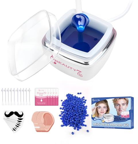 Kit de Cire pour Nez et Oreilles Hommes et Femmes – Inclut 100g de cire, Mini Chauffe-Cire USB, 10 Applicateurs et 10 Pochoirs pour Moustache – Épilation Rapide, Facile et Sans Douleur