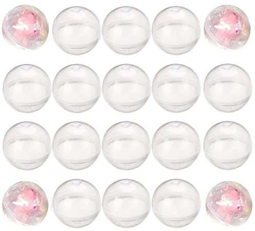 Lpitoy 20 Pcs Vending Machine Capsules, Gumball Machine Capsules Clear Container, Round Empty Clear Capsules Easter Basket Stuffers Diy Craft Supplies