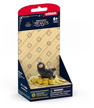 schleich HARRY POTTER Fantastic Beasts | Niffler med guld 14905 | Samlarfigur på guldhög | dekoration eller lekfigur | perfekt gåva för barn och fans från 6 år | 2-delat set