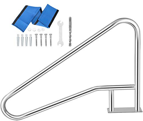 DSYYNAY Barandilla de Piscina 54x36 Barandilla de Piscina 304 Acero Inoxidable 250LBS Capacidad de Carga Pasamanos de Piscina Plateado a Prueba de Herrumbre Pasamanos de Piscina humanizado con Cubiert