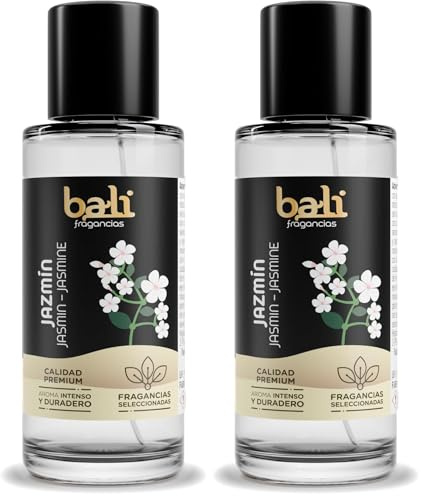 Bali fragancias Esencia al Aceite de Jazmín para Humidificador. Ambientador Dulce y Floral en Esencia para Difusor. Aceite Natural para Quemador de Aromaterapia. 50 ml, el embalaje puede variar