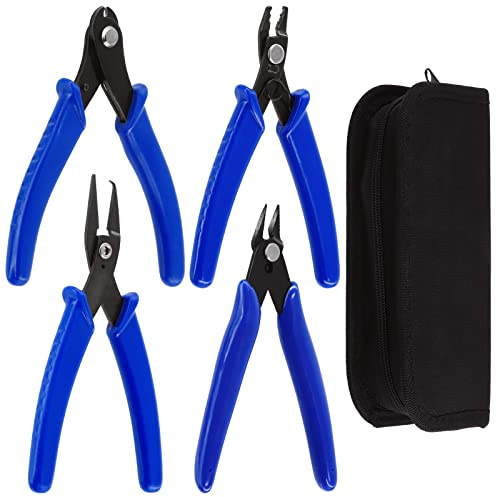 Swpeet Lot de 4 pinces à bijoux de 4 styles, pince à sertir pour perles, pince coupe-fil, pince à anneaux fendus et pince à mémoire de forme pour la fabrication de bijoux