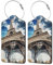 Paris Skyline Gepäckanhänger PU Leder Kofferanhänger mit Edelstahlschlaufe und Namensausweis für Koffer Reisetasche