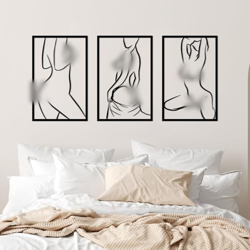 ESTART 3 Pcs Modern Minimalist Metal Wall Decor Abstract Line Art Decor