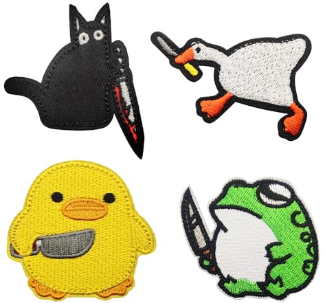 4 Patch Ricamate, Toppe per abbigliamento, Produzione di cucito fai da te, Accessori decorativi, Toppe in tessuto ricamato a cartone animato, Adatto per tutti i tipi di abbigliamento