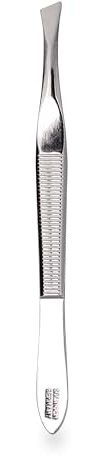 Niyok® Pinzette aus Solingen mit schräger Spitze • Made in Germany • Augenbrauenpinzette für Gesichtspflege zum Zupfen von Augenbrauen, Barthaaren & Härchen • Profi Zupfpinzette