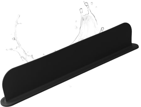 Sink Splash Guard Silicone Water Splash Guard for Sink Kitchen Island Sink Reusable Backsplash Guard(black)
