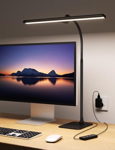 Kary Led Desk Lamp,Dimmable Desk Lamps Office,Reading Book Light with Base,USB Flexible Gooseneck Table Lamp for Study Desk, Led Lights for Laptop,Nail,Work,Study,Reading,Studio,Bedroom,Kids,Monitor