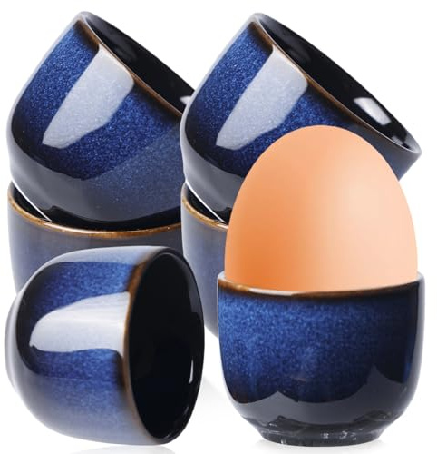 GOMETY Lot de 6 coquetiers en porcelaine - Passent au lave-vaisselle - Pour toutes les tables de petit-déjeuner - En céramique