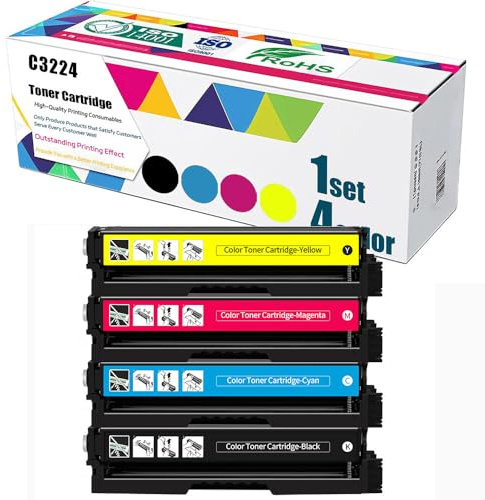 C3224 Tonerkartuschen Für Lexmark C3210Hk0 C3210HC0 C3210HM0 C3210HY0 Für Lexmark C3224dw MC3224adwe MC3224dwe MC3224i C3326dw MC3326adwe MC3326i C3426dw MC3426adw Drucker (kein Chip),4 Colors-1 Pack