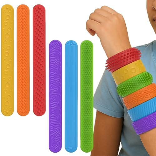 Pulseras De Chasquido Anti Estrés - Juguetes Sensoriales De para Niños - 6 Unidades Bandas Elásticas De Silicona para Muñeca Alivia La Ansiedad para Adolescentes Y Adultos