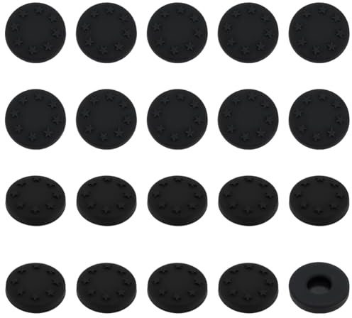 OLYCRAFT 20 cubiertas de botones negros para vaqueros, adecuadas para 16 botones de 20 mm, cubierta de botones de silicona con patrón de estrella, cubierta de botones de camisa que evita agujeros de