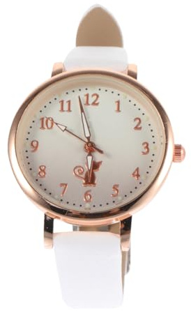 Baluue Montre Fille Ado avec Aiguilles Lumineuses, Montre-Bracelet Étanche et Antichoc pour Enfant, Cadran Analogue Mignon, Style Kawaii Scolaire et Quotidien, Taille Ajustée, Blanc