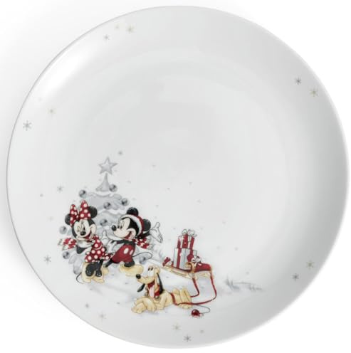 Fyrklövern Disney Winter Collection Porcelain Dinner Plate 27 cm | Mickey & Minnie Design - Officially Licensed