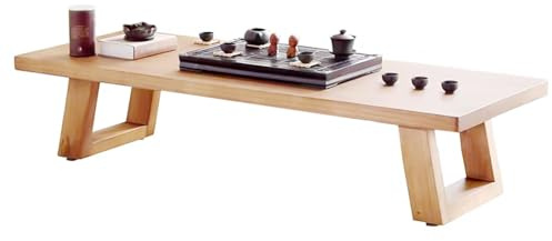 Tavolino da caffè in legno, gambe robuste, superficie liscia, tavolino moderno per soggiorno, casa, ufficio, tavolo spesso, grande tavolo da spuntino, tavolo pesante