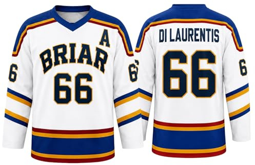 Maillot De Hockey Grahams 44 Col V Sweatshirt Universitaire Uniforme de Hockey sur Glace Comfort Casual T-Shirt Manches Longues Sport Training Clothing pour Les Fans Bleu S