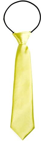 DonDon Cravate Garçon enfant brillante effet soie – 7,0 cm épaisseur – avec élastique- jaune