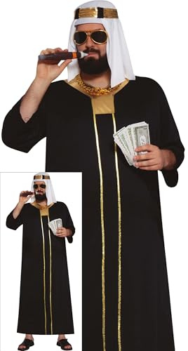 FIESTAS GUIRCA | Disfraz de Jeque Árabe Adulto (54-56/XL) - Tocado y Túnica - Disfraces de Príncipe del Desierto y Jeques para Halloween, Carnaval y Fiestas de Disfraces - Ideal para Hombres