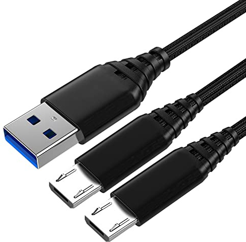 Cavo PS4 Controller 3M+3 Metri,Cavetto di Ricarica Intrecciato Per Sony Joypad PlayStation 4/ DualShock 4,Joystick PS4/PS4 Pro/PS4 Slim/box One/ One S/Elite/ One X,Caricatore Micro USB 2 Pack