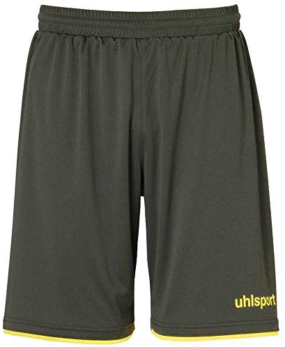 uhlsport Club Short de Football pour Homme S Muticolore (Dark Olive/Amarillo Fluor)