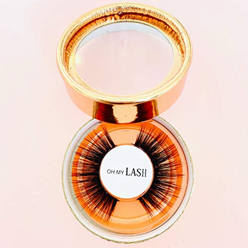 OH MY LASH Black Faux Mink False Strip Eyelashes in Rose Gold Cardboard Reusable Lashes Case, Individual, After Party