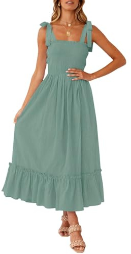ZESICA Vestido Largo de Espagueti En Línea A Casual Mujer
