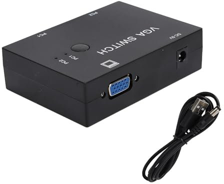 VGA Switch, Conmutador VGA 2 en 1 Salida Adaptador para Compartir Video Divisor Conmutador VGA Amplificador para Computadora, PC, Laptop, Escritorio, Monitor