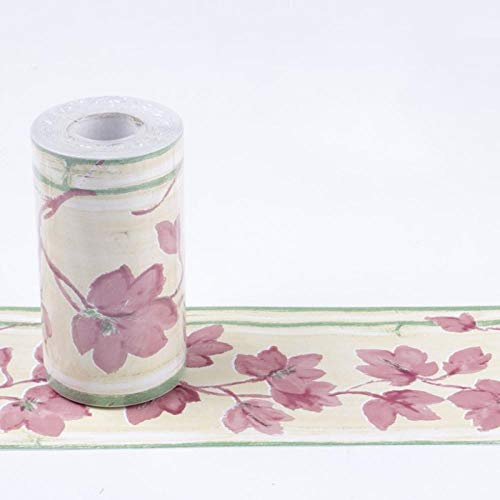 Dostear Bordi Greche Pannelli Adesivi Bordo Adesivo per Pareti Striscia Adesiva Muro Decorativa Greca Adesiva per Parete Piccolo fiore rosa 10 X 1000CM