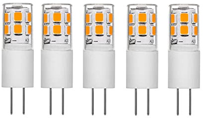 SNYGCA Bombilla led G4, Blanco Calido 3000K AC/DC 12V 200LM, 2W Equivalente a 20W halógena, Sin Parpadeo, 5 pcs