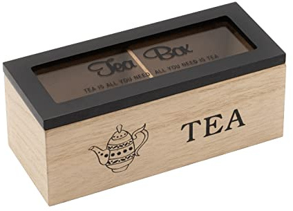 Morgan Scatola Porta Tisane in Legno, Porta Bustine The e Infusi da 2 Tea Box, Scatola Porta The Bustine