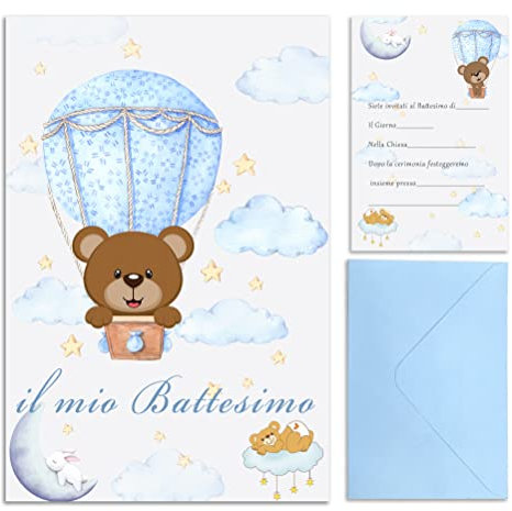 MKISHINE 20 invitaciones para bautizo con sobre, tarjetas de invitación bonitas y gruesas para niño o niña, 10 x 15 cm