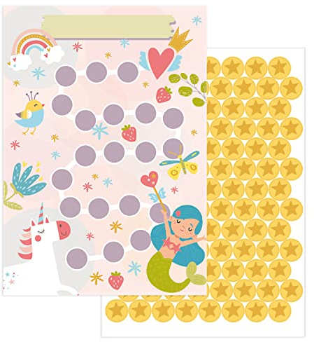 JEKA Belohnungstafel Kinder Fantasie 10 Stück mit Sternen-Stickern zur Motivation bei Haushalt, Hausaufgaben, Töpfchentraining, Zähneputzen - Aufgabentafel Kinder für Gute Gewohnheiten