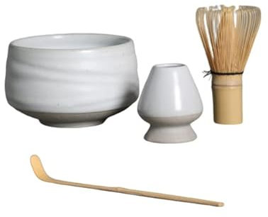 4 Pezzi Frusta in Polvere per tè Verde Giapponese Matcha Ciotola per Cucchiaio da Cucina Domestica Riutilizzabile Lavabile Sostituzione Portatile