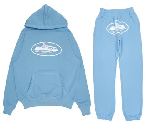 Firulab Corteiz Herren-Trainingsanzüge, Freizeit-Jogging-Set, Sportbekleidung für Herren, Kapuzenpullover und Hose, Hip-Hop-Pullover, lässige lockere Kapuzenjacke, Unisex-Jogginganzug