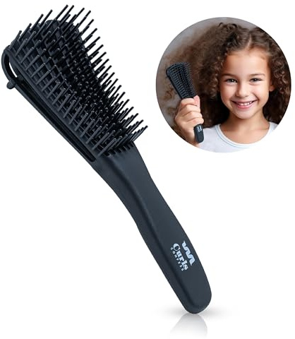 CurlsConfess ® Mini - Cepillo tamaño pequeño diseñado para desenredar pelo rizado y afro para niños y niñas - Antitirones - Ez Detangler peine rizos para peques - Cepillo D-Tangle - Wet Brush