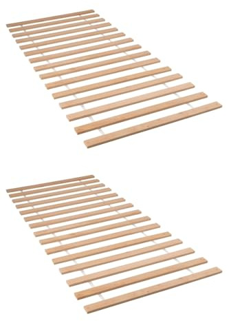 Home4You Rolllattenroste - 90 x 200 cm - Fichte-/ Kieferlatten - mit Textilband - 2er Set