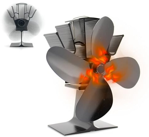 Fishtec Ventilateur Cheminée gain de chaleur 4 pâles