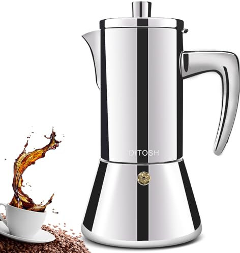 DITOSH 6 Cup Thickened 304 Stainless Steel Moka Pot Stovetop Espresso Maker Espresso Maker Cafeteras Italian Coffee Maker Capable Mocha Coffee Machine Greca Coffee Maker for Home Camping 300ml 10oz