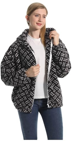 FELOVE Cremallera Chaqueta Corta de Invierno.Forro de Felpa Suave.Cómodo Jersey de otoño.Ropa Informal de Abrigo