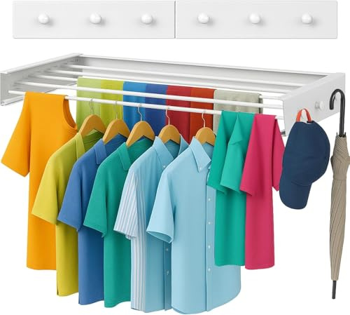 Yaqor Wäscheständer Wandmontage Oder Wäscheständer Wand. Ausziehbar Und Platzsparend. Wäschetrockner Klein Für Wand. Clothes Drying Rack Zeitlos Praktisch - (80 cm)