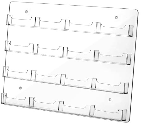 perfk Présentoir à autocollants en acrylique pour cartes de visite, gain de place pour la maison et le bureau, support mural transparent pour autocollants, 16 Poches