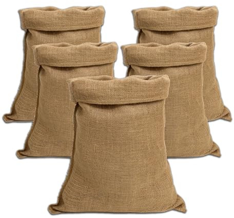 IPEA Sacchi in Juta di Grandi Dimensioni – 80 x 50 cm – 5 PEZZI – Sacco in Tessuto Iuta Naturale per Fai da Te, Arredamento, Giardinaggio, Casa, Contenitore di Oggetti - Sacco Regalo Natale