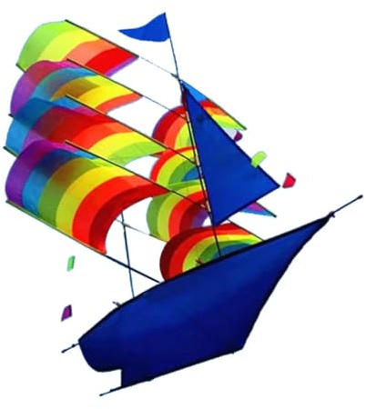 KIXZSAZ Cerf-Volant voilier Arc-en-Ciel 3D - Sports de Plein air - Cerf-Volant coloré en Forme de Bateau - Grande Taille - Activités vol - Cerf-Volant Plage Amusant pour Les Enfants - Jeu