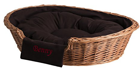 e-wicker24 Wicker Dog Bed Raised Dog Beds with Soft Pillow Calming Dog Bed Comfortable Puppy Bed Luxury Dog Sofa Pet Bed Cosy Bed for Dog Natural Woven Dog Beds