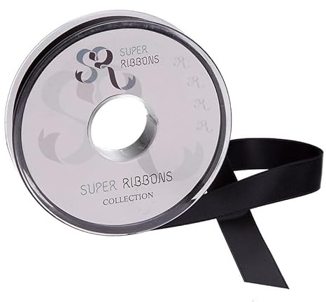 SR SUPER RIBBONS®™- Full Reel 38mm Double Faced Satin Ribbon, 20 Metres on Reel - Black