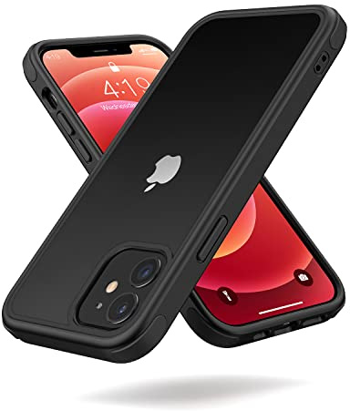 MobNano Ultra Hybrid Durchsichtig Hülle für iPhone 12 Hülle, iPhone 12 Pro Hülle Stoßfest Bumper Transparent Handyhülle Shockproof Fallschutz Silicone iPhone 12 12 Pro Case - Schwarz/Schwarz