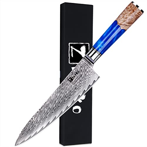 Zlatko Chef Knife, 8 Inch Damascus Chef Knife, High Carbon Stainless Steel Damascus VG10 67-Layer Ultra Sharp Chef Knife Ergonomic Handle with GIFT BOX